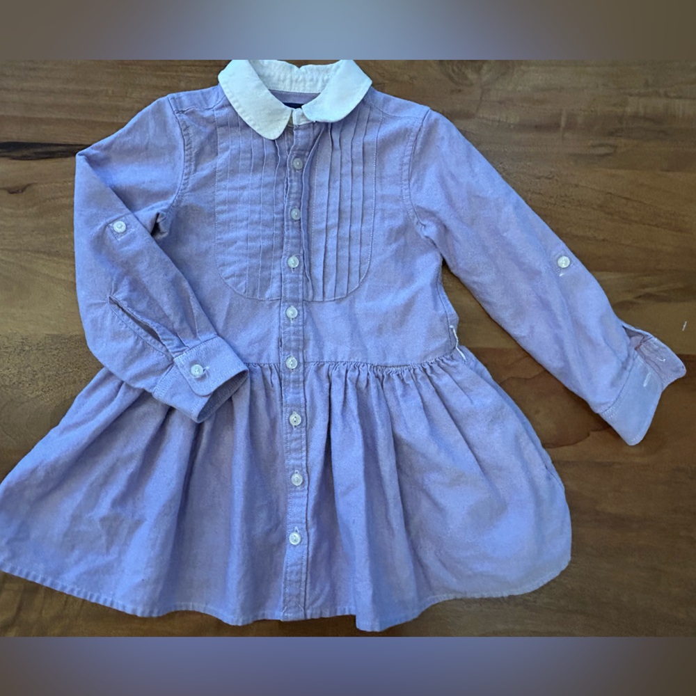 Ralph Lauren - Lavender Button-Up Pleated chest and White Collar - Girls Size 3T